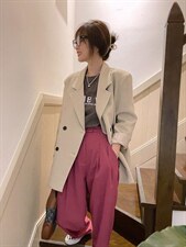 现货春款定制颜色经典双排扣西装，女装西装，单井 Single Well