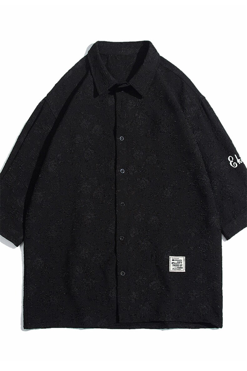 1白底花型衬衫大码M-5XL情侣风七分袖衬衫男QCS7734P45控68,男装衬衫,星座226-2