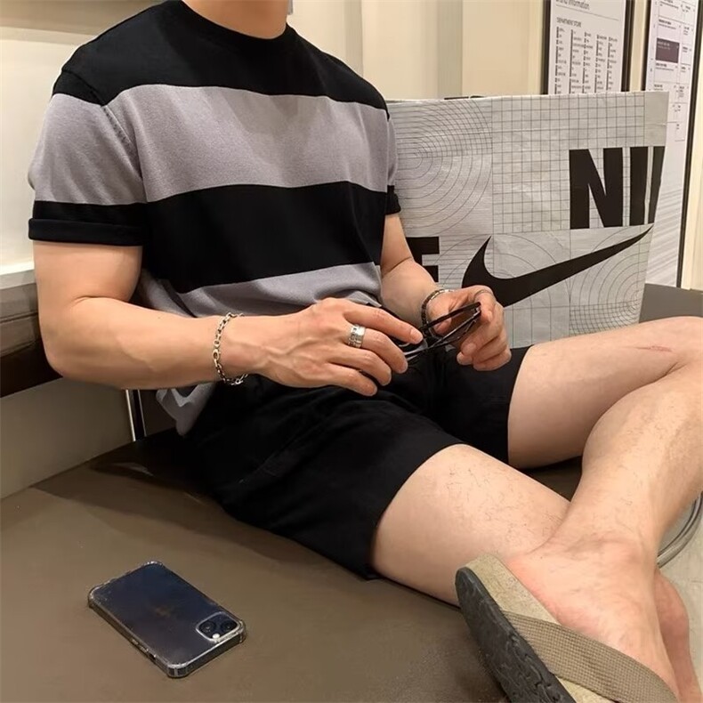 青春流行短袖百搭套头男夏季2023条纹休闲针织衫圆领T恤SD601P40,男装T恤,星座1116-2