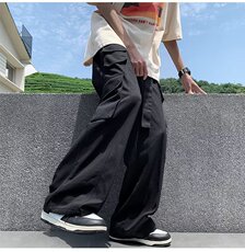 美式高街工装裤男女2023新款设计感嘻哈宽松显瘦高腰阔腿休闲裤，男装休闲裤，星座601-2