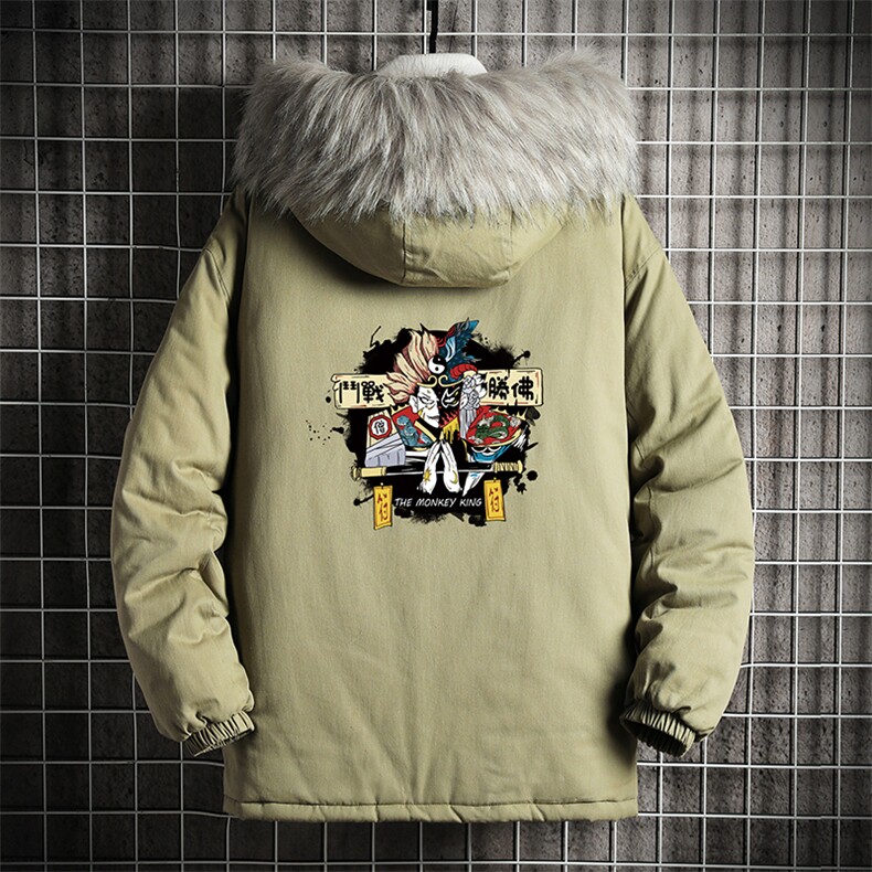 MM48016-P130冬季大毛领衣男士大码加厚袄男服网格挂拍,男装棉衣,电商A040A