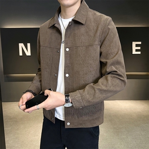 加绒加厚夹克外套男2025新款秋冬季麂皮PU皮衣 A313-1808-1-P145图片