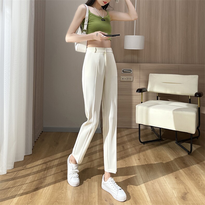 西装裤女直筒垂感九分烟管裤小个子休闲黑色职业工作西服裤,女装休闲裤,云美莎专业女裤-全店现货