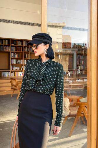 【春款】点点系带衬衫，两色三码，女装衬衫，哥卓