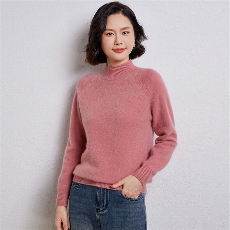 时尚百搭女士高领羊毛衫简约休闲显瘦保暖毛衣,女装羊毛衫,温伦斯特羊绒