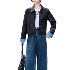黑色短款皮衣外套2024年春秋新款早秋高级感小个子皮夹克上衣女装，女装皮衣，江南女神