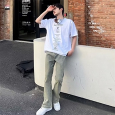 潮高街裤子潮ins拉链直筒裤修身牛仔裤男裤脚NZ789，男装牛仔裤，星座1116A-1（原606A）