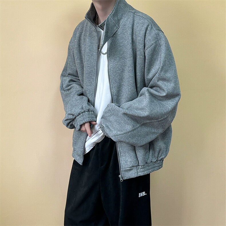 现货-春秋立领开衫卫衣男时尚外套潮牌宽松上衣-AJ23054-P88，男装夹克，电商A351