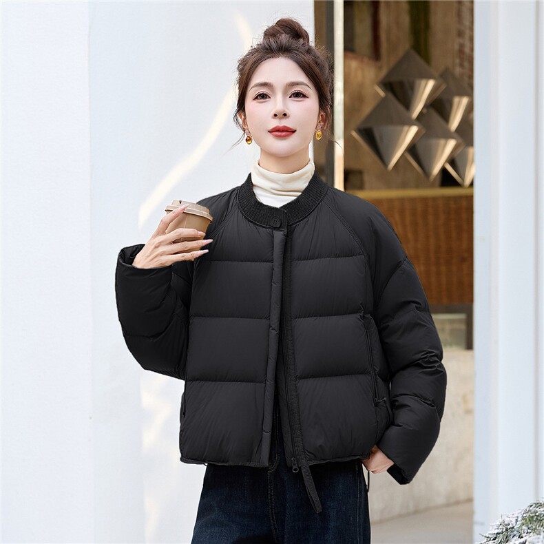 DLM新款冬季新款针织领宽松加厚90白鸭绒羽绒服女A版小个子外套,女装羽绒服,朵莱米