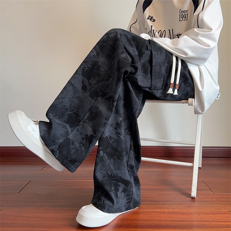 GENIOLAMODE灯芯绒工装休闲裤子男士秋季新款宽松运动卫裤青少年,男装休闲裤,电商A022
