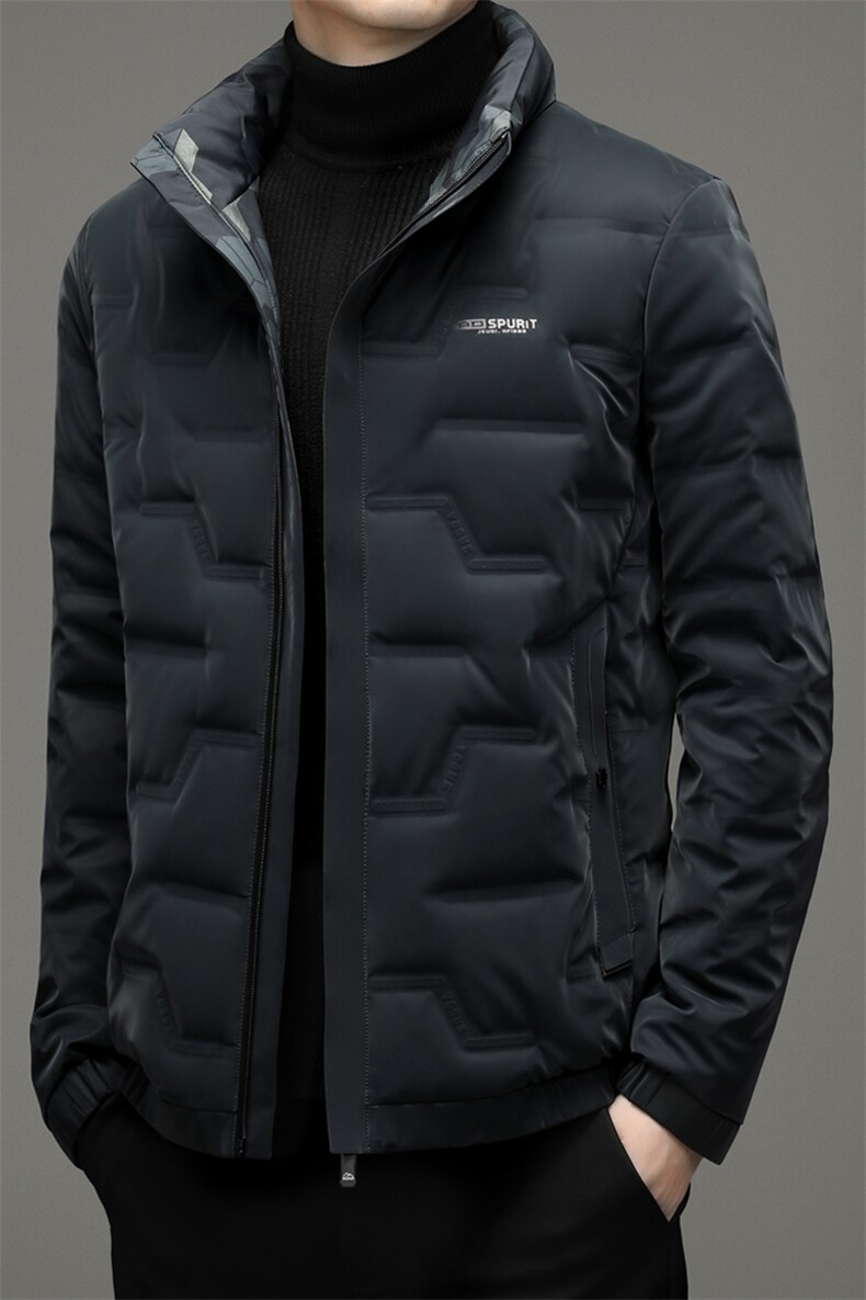 冬季新款双面穿羽绒服休闲外套爸爸装立领上衣YYYR07865-P260,男装羽绒服,电商B212（原钱塘6029）