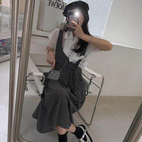 格子背带裙，女装，XTZ style