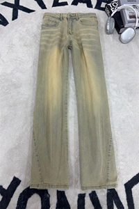 B221美式ins高街纯色修身微喇弹力牛仔裤LK26654-特P38控68图片