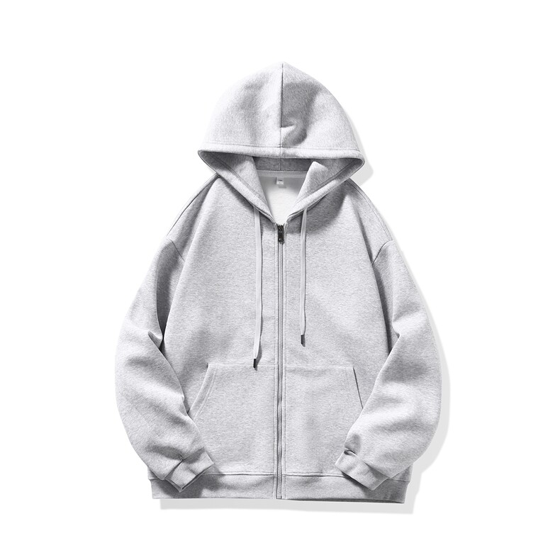 潮流大码休闲宽松情侣开衫连帽纯色卫衣外套W4277-P44【特价】,女装短外套,电商A007