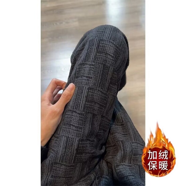 复古格子裤子春秋加绒新款高腰垂感直筒拖地阔腿裤XCK815加绒-P33,男装卫衣,星座208-5