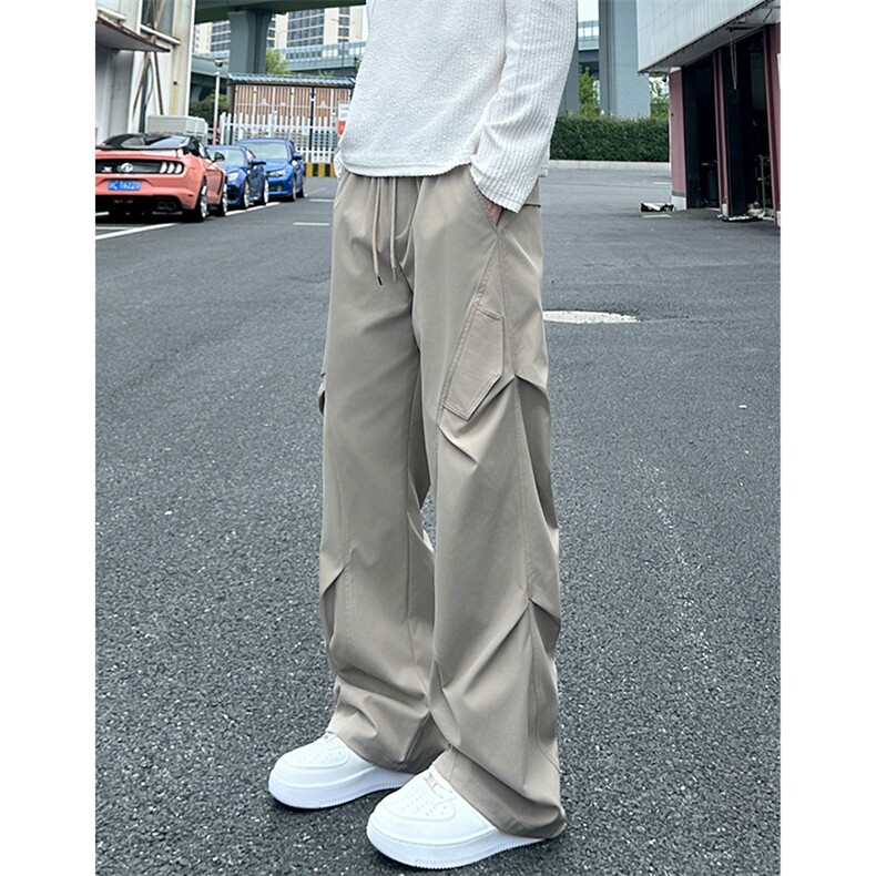 秋季新款休闲裤宽松直筒褶皱工装裤抖音品质A111-A357-P38,男装工装外套,电商基地A111