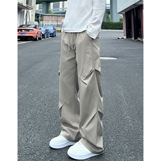 秋季新款休闲裤宽松直筒褶皱工装裤抖音品质A111-A357-P38，男装工装外套，电商基地A111