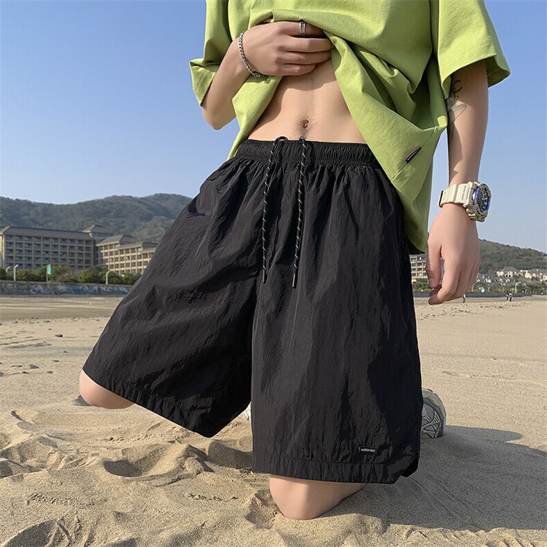 夏季新款防水速干绣标开衩短裤宽松M~4XLXZ604-DK205-P35控48,男装牛仔裤,星座604