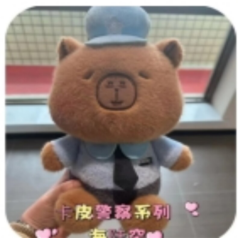 警察水豚可爱毛绒玩具时尚爆款穿衣水豚，卓淼玩具厂