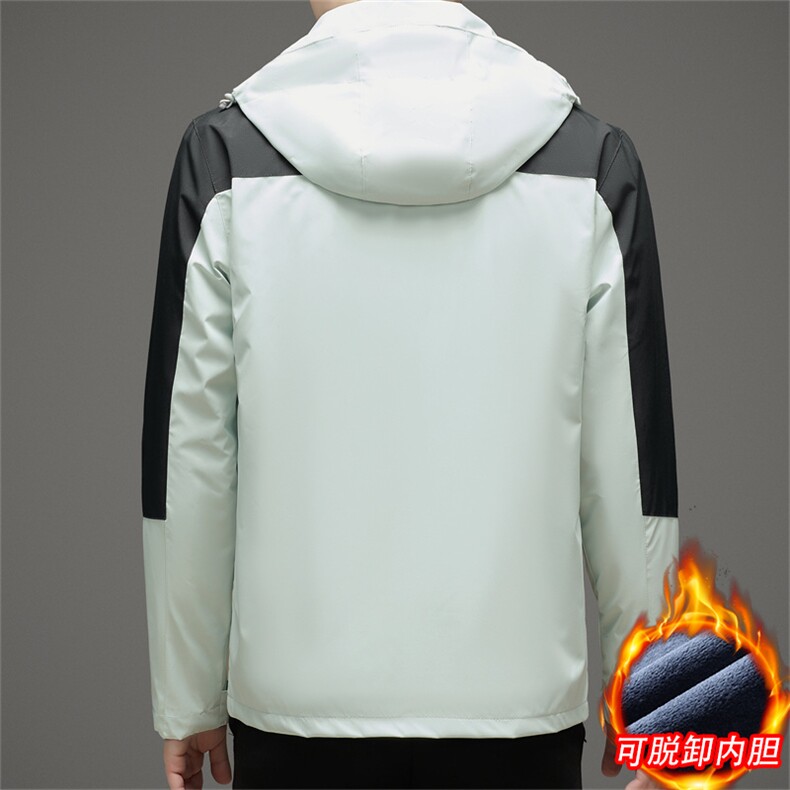 男士珊瑚绒三合一冲锋衣两件套保暖加厚运动服可托卸内胆秋冬外套,男装夹克,钱塘6003（原4033）