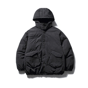 南夏乔装2025冬款纯色立体大口袋连帽羽绒服日系复古宽松面包服男图片