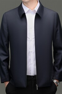 XL-N82207秋冬新款男士夹克翻领商务休闲领导服男装纯色羊毛外套图片