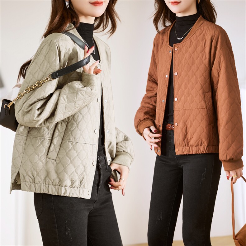 短款外套女2023新款冬季夹棉夹克秋冬薄款时尚棉衣棉服,女装棉衣/棉服,贵人树