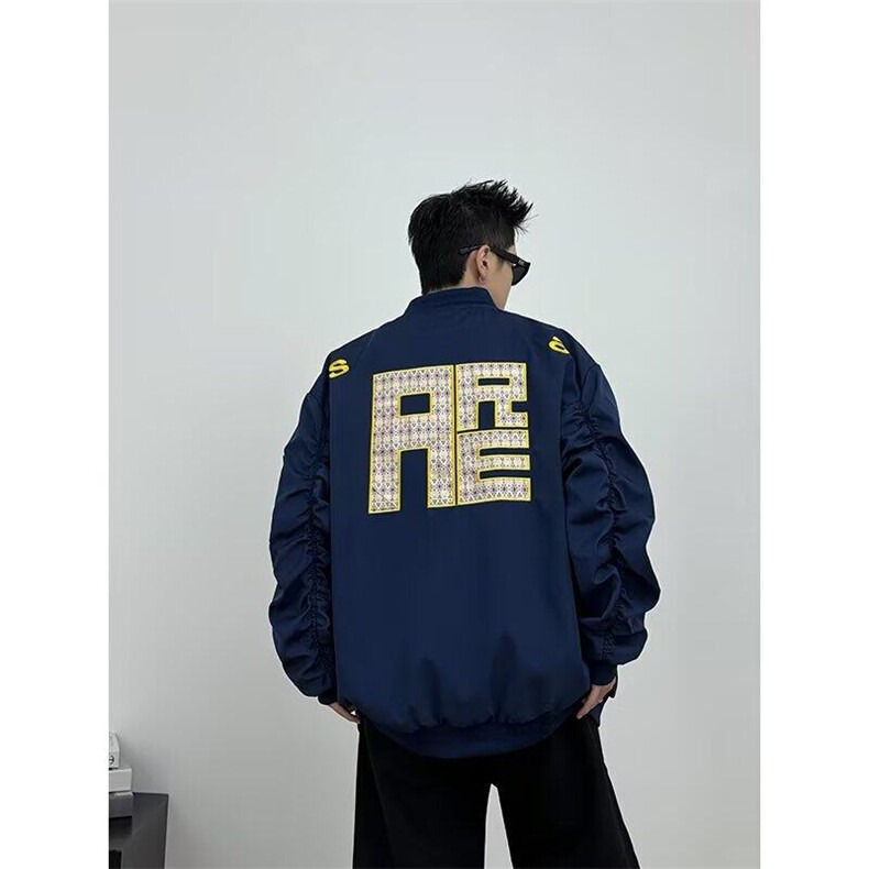 CR0121-P60美式飞行夹克外套男春秋季短款潮牌cleanfit刺绣棒球服图片