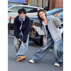 原宿百搭新款慵懒流行ins时尚气质假两件外套文艺简约潮流日系，女装短外套，星座302B-2