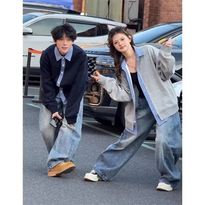原宿百搭新款慵懒流行ins时尚气质假两件外套文艺简约潮流日系图片