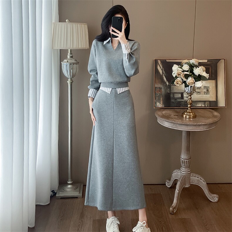女春秋气质显瘦一步裙半身裙两件套潮,女装套装/套裙,江南