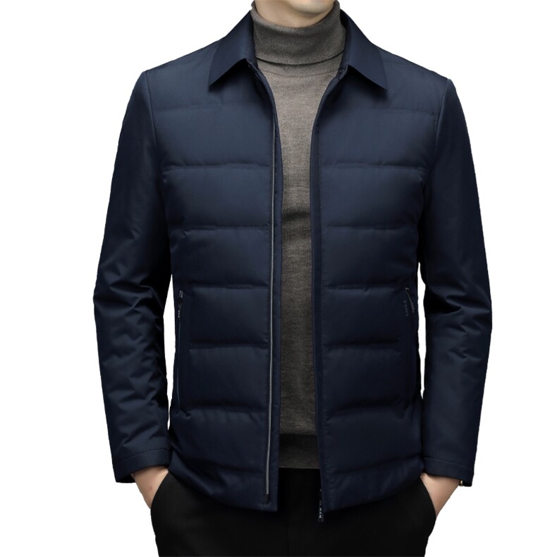 男士休闲羽绒服冬季新款翻领宽松免烫上衣中年加厚保暖爸爸装外套,男装羽绒服,电商B212（原钱塘6029）