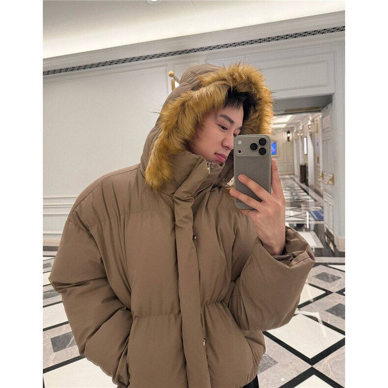 网图美式可拆卸毛领连帽棉衣情侣保暖面包棉服A025-QY16023-P128,男装棉衣,电商A025
