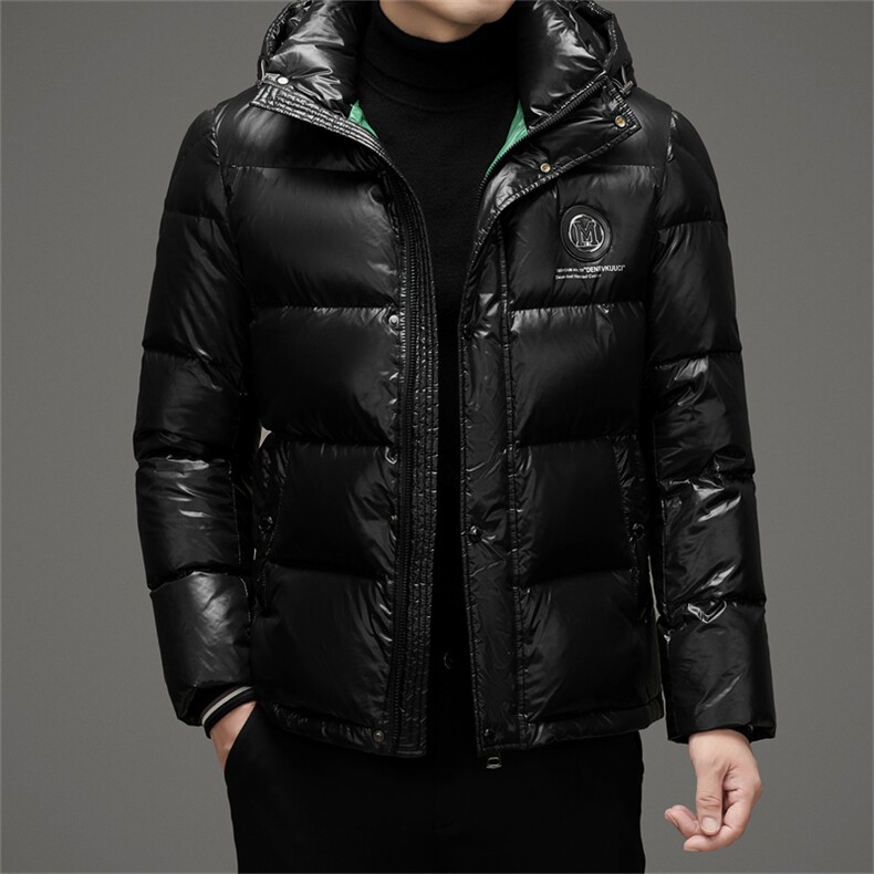 轻薄羽绒服男冬季潮牌港风连帽加绒加厚白鸭绒拼色外套情侣面包服,男装羽绒服,电商B212（原钱塘6029）