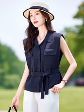 今年流行时尚女2025夏季新款衬衫领单上衣，女装衬衫，靓衣阁