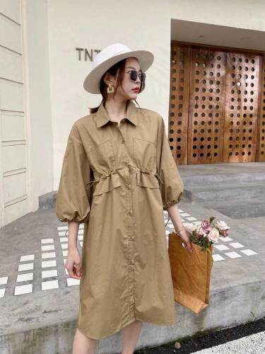 ［爱美欧］夏季新款阔版衬衫连衣裙，女装衬衫，爱美欧