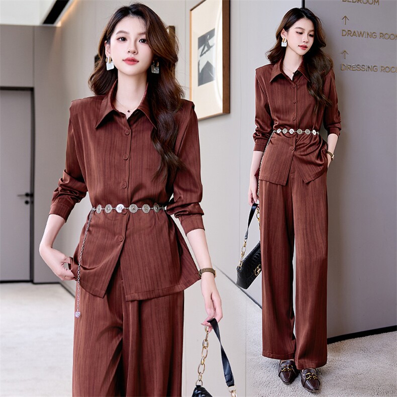 一线大牌精品轻奢2024秋装宽松显瘦时尚气质百搭外套+阔腿裤套装，女装套装/套裙，时尚俏佳人