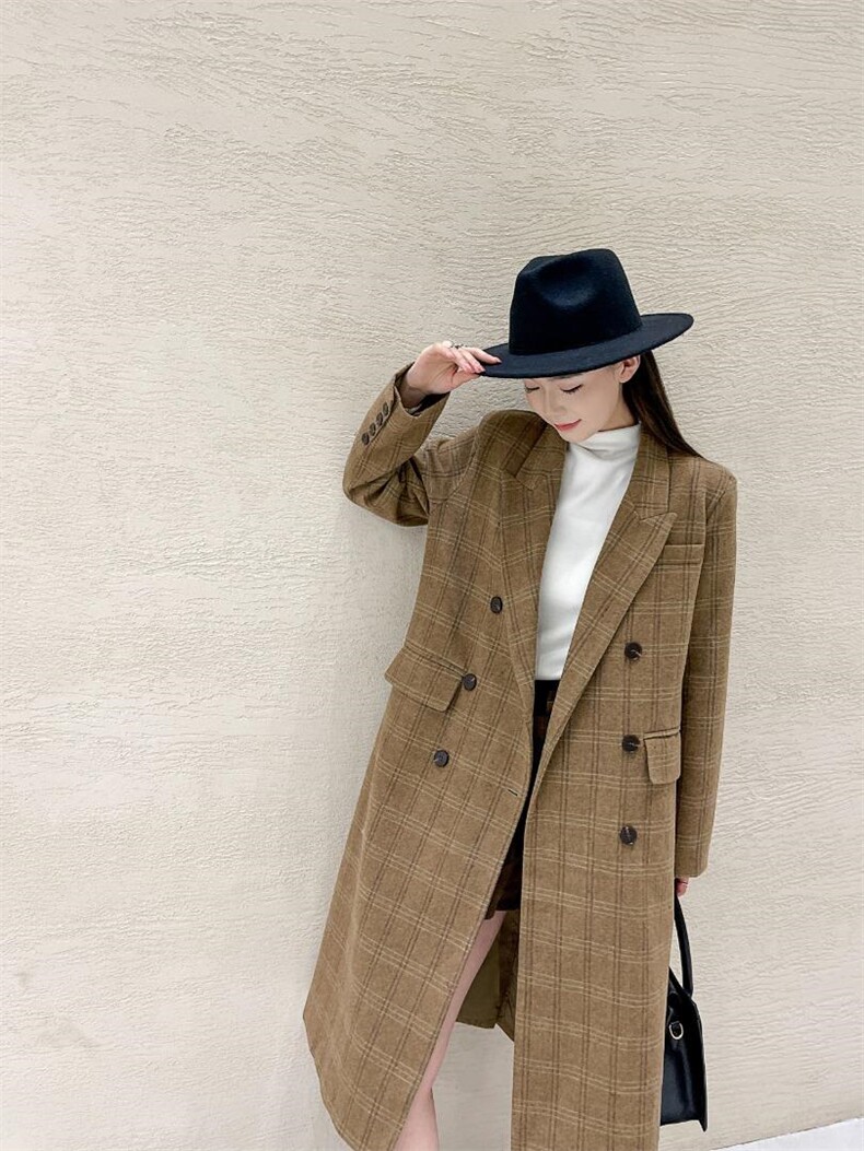 长款格纹毛呢大衣，其它，Balance Studio