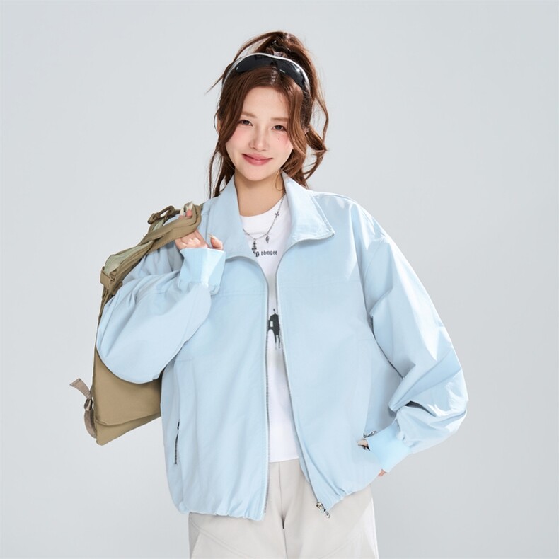 春秋宽松立领拉链夹克女休闲潮流百搭设计感外套XZ309JK8002P72，男装夹克，星座309（原A406）