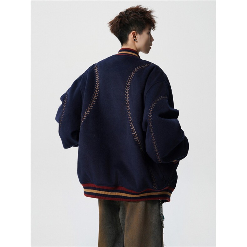 706-1-LK8796-P128现货秋冬男士美式运动夹棉棒球领棉服外套,男装棉衣,星座706