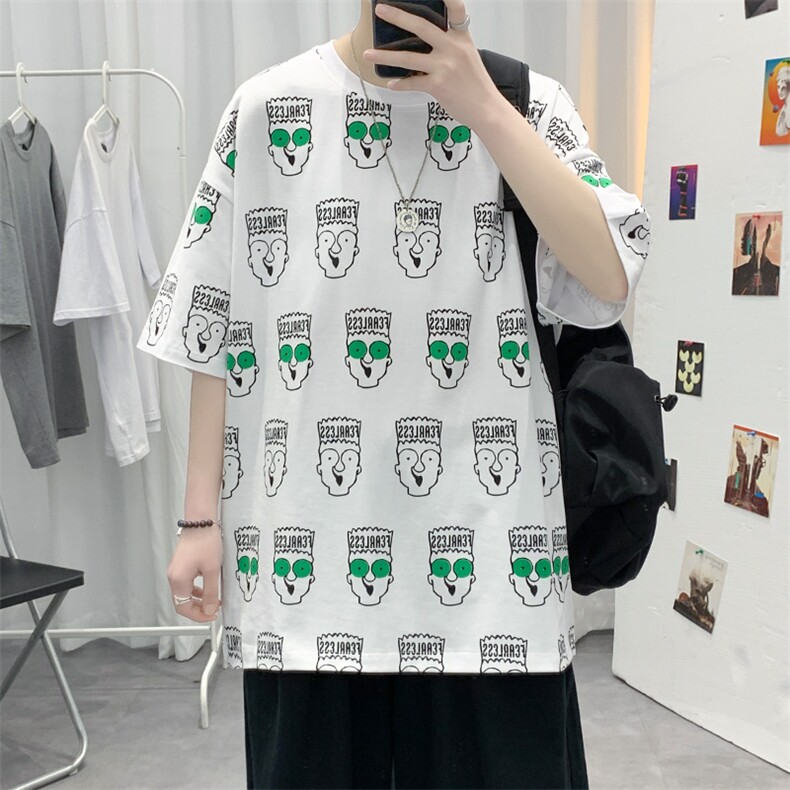夏上新青少年个性满印纯棉百搭T恤短袖男女同款1477-P38控价58,男装T恤,电商A441-1