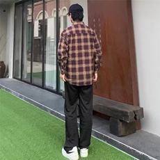 1506/QJ010/P54美式复古格子衬衫男女新款衬衣韩版ins百搭上衣潮，男装衬衫，星座1506