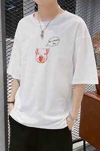 男士短袖t恤上衣服夏季新款潮流印花五分半袖打底衫恤 DS372T图片