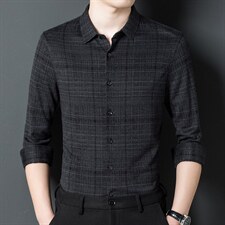 BB6605钱塘2020-2中年男士格子衬衫长袖商务休闲百搭薄款上衣P132，男装衬衫，钱塘207-2