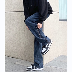 美式高街牛仔裤男韩版潮个性2024秋冬新款ins宽松长裤RK1190-P60，男装牛仔裤，星座412-2
