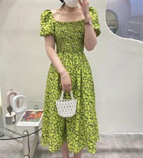 夏季印花连衣裙时尚一字肩，女装连衣裙，Balance Studio(2F)