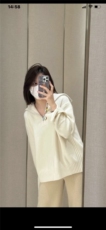 时尚百搭粉色镂空羊毛衫舒适保暖显瘦女士针织衫，女装针织衫/毛衣，初韵羊绒