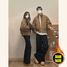 现货冬季美拉德立领飞行夹克廓形高街棒球服加棉加厚棉衣外套，男装夹克，电商A443