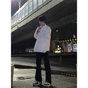 高街vibe纯黑色牛仔裤男款夏季修身直筒弹力微喇叭裤 控价68图片