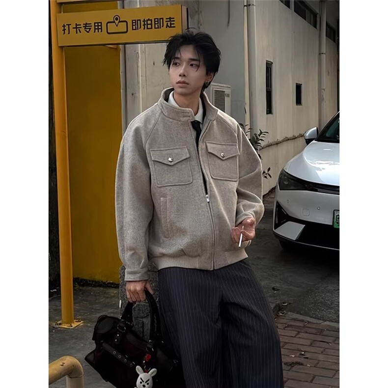 有货。毛呢夹克男美式潮牌哈灵顿工装呢子外套W6970-P85,男装夹克,星座412-3